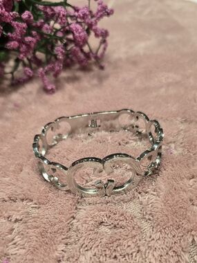 Silver Interlocking Heart Bangle Bracelet - Women's Jewelry